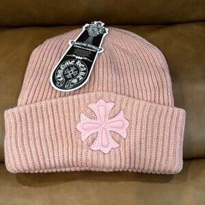 Chrome Hearts Pink Cross Patch Beanie Hat